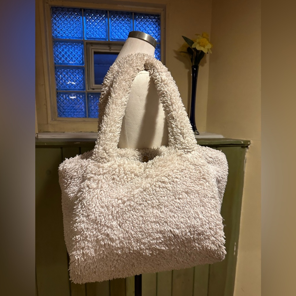 Cozy White Fuzzy Tote Bag